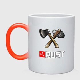Кружка хамелеон с принтом RUST в городе Новоалтайск, керамика | меняет цвет при нагревании, емкость 330 мл | action | game | rust | zombie | апокалипсис. | выживание | зомби | игра | лес | радиация | раст