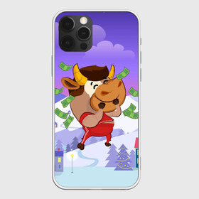 Чехол для iPhone 12 Pro Max с принтом Денежный бык в городе Новоалтайск, Силикон |  | Тематика изображения на принте: 2021 | 7 января | bull | newyear | santa | бык | быки | бычок | год быка | дед мороз | корова | новогодние каникулы | новогодние праздники | новый 2021 | новый год | новый год 2021 | рождество | сани | санта | санта клаус
