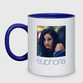 Кружка двухцветная с принтом сериал Euphoria в городе Новоалтайск, керамика | объем — 330 мл, диаметр — 80 мм. Цветная ручка и кайма сверху, в некоторых цветах — вся внутренняя часть | Тематика изображения на принте: 