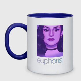 Кружка двухцветная с принтом сериал Euphoria в городе Новоалтайск, керамика | объем — 330 мл, диаметр — 80 мм. Цветная ручка и кайма сверху, в некоторых цветах — вся внутренняя часть | Тематика изображения на принте: zendaya | зендея | ру беннетт | сериал euphoria | эйфория