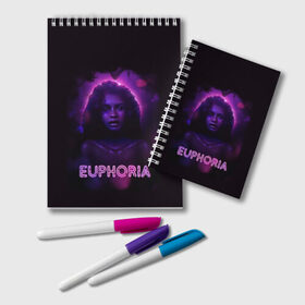 Блокнот с принтом сериал Euphoria в городе Новоалтайск, 100% бумага | 48 листов, плотность листов — 60 г/м2, плотность картонной обложки — 250 г/м2. Листы скреплены удобной пружинной спиралью. Цвет линий — светло-серый
 | Тематика изображения на принте: zendaya | зендея | ру беннетт | сериал euphoria | эйфория