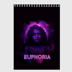 Скетчбук с принтом сериал Euphoria в городе Новоалтайск, 100% бумага
 | 48 листов, плотность листов — 100 г/м2, плотность картонной обложки — 250 г/м2. Листы скреплены сверху удобной пружинной спиралью | zendaya | зендея | ру беннетт | сериал euphoria | эйфория