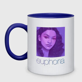 Кружка двухцветная с принтом сериал Euphoria в городе Новоалтайск, керамика | объем — 330 мл, диаметр — 80 мм. Цветная ручка и кайма сверху, в некоторых цветах — вся внутренняя часть | Тематика изображения на принте: 