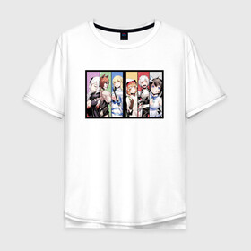 Мужская футболка хлопок Oversize с принтом DanMachi six heroes в городе Новоалтайск, 100% хлопок | свободный крой, круглый ворот, “спинка” длиннее передней части | ais wallenstein | danmachi | dungeon | freya | is it wrong to try to pick up girls in a dungeon | белл | гестия | может я встречу тебя в подземелье | подземелье | фрейя