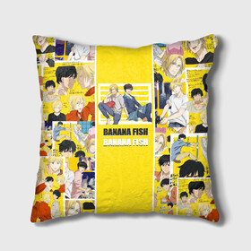 Подушка 3D с принтом BANANA FISH в городе Новоалтайск, наволочка – 100% полиэстер, наполнитель – холлофайбер (легкий наполнитель, не вызывает аллергию). | состоит из подушки и наволочки. Наволочка на молнии, легко снимается для стирки | banana fish | аниме | банановая рыба | эйджи окумуры | эш линкс