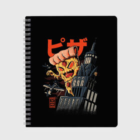 Тетрадь с принтом Pizza Kong в городе Новоалтайск, 100% бумага | 48 листов, плотность листов — 60 г/м2, плотность картонной обложки — 250 г/м2. Листы скреплены сбоку удобной пружинной спиралью. Уголки страниц и обложки скругленные. Цвет линий — светло-серый
 | Тематика изображения на принте: 666 | alien | astral | demon | fast | food | ghost | halloween | horror | kong | monster | pizza | астрал | восставший из ада | демон | монстр | пицца | призрак | ужасы | фастфуд | хоррор