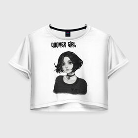 Женская футболка Crop-top 3D с принтом Doomer Girl в городе Новоалтайск, 100% полиэстер | круглая горловина, длина футболки до линии талии, рукава с отворотами | 20 | 2020 | 2021 | 21 | 2k20 | 2к20 | doomer | girl | girls | mem | meme | memes | wafe | бумер | бумеры | волна | девушка | девушки | думер | думеры | зумер | зумеры | мем | мемы