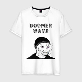 Мужская футболка хлопок с принтом Doomer Wave в городе Новоалтайск, 100% хлопок | прямой крой, круглый вырез горловины, длина до линии бедер, слегка спущенное плечо. | 20 | 2020 | 2021 | 21 | 2k20 | 2к20 | doomer | girl | girls | guy | man | mem | meme | memes | wafe | бумер | бумеры | волна | девушка | девушки | думер | думеры | зумер | зумеры | мем | мемы | мужчина | парень