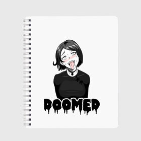 Тетрадь с принтом Doomer girl в городе Новоалтайск, 100% бумага | 48 листов, плотность листов — 60 г/м2, плотность картонной обложки — 250 г/м2. Листы скреплены сбоку удобной пружинной спиралью. Уголки страниц и обложки скругленные. Цвет линий — светло-серый
 | Тематика изображения на принте: ahegao | boomer | boy | chad | doomer | girl | i know | irony | jacques | post | stonks | zoomer | ахегао | ахэгао | бумер | девушка | думер | жак | зумер | ирония | мем | мемы | парень | пост | постирония | стонкс | тандеркок | фр