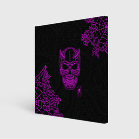 Холст квадратный с принтом Demonic skull в городе Новоалтайск, 100% ПВХ |  | demon | evil | skull | готический | демон | дьявол | зло | монстр | паук | паутина | рога | скелет | цветы | череп