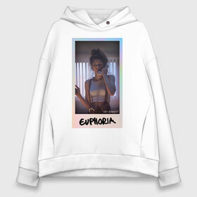 Женское худи Oversize хлопок с принтом сериал Euphoria в городе Новоалтайск, френч-терри — 70% хлопок, 30% полиэстер. Мягкий теплый начес внутри —100% хлопок | боковые карманы, эластичные манжеты и нижняя кромка, капюшон на магнитной кнопке | zendaya | зендея | ру беннетт | сериал euphoria | эйфория