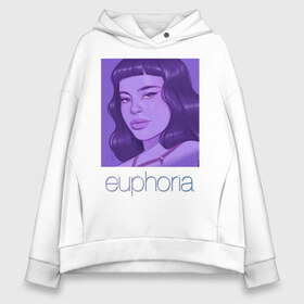 Женское худи Oversize хлопок с принтом сериал Euphoria в городе Новоалтайск, френч-терри — 70% хлопок, 30% полиэстер. Мягкий теплый начес внутри —100% хлопок | боковые карманы, эластичные манжеты и нижняя кромка, капюшон на магнитной кнопке | zendaya | зендея | ру беннетт | сериал euphoria | эйфория