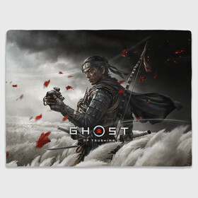 Плед 3D с принтом Ghost of Tsushima в городе Новоалтайск, 100% полиэстер | закругленные углы, все края обработаны. Ткань не мнется и не растягивается | ghost of tsushima | samurai | игры | призрак цусимы | самурай | япония