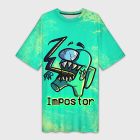 Платье-футболка 3D с принтом AMONG US IMPOSTOR в городе Новоалтайск,  |  | among us | impostor | амонг ас | игра | космический | космический корабль | космонавт | космос | мем | предатель | среди нас | экшен