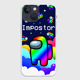 Чехол для iPhone 13 mini с принтом РАДУЖНЫЙ IMPOSTOR в городе Новоалтайск,  |  | among us игра | among us на пк | there is 1 impostor | there is impostor among us | предатель среди нас | разноцветные космонавты.
