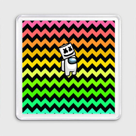 Магнит 55*55 с принтом Among Us Marshmello в городе Новоалтайск, Пластик | Размер: 65*65 мм; Размер печати: 55*55 мм | Тематика изображения на принте: 2021 | among us | impostor | space mafia | sus.puffballs united | амонг ас | амонг единорог | в космосе | импостор | инопланетяне | инопланетянин | маршмелло | новогодний амонг ас | ракета | с новым годом | самозванец