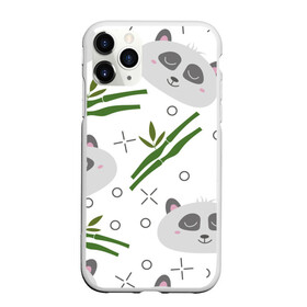 Чехол для iPhone 11 Pro Max матовый с принтом Панда с бамбуком в городе Новоалтайск, Силикон |  | бамбук | белый | детский | милый | мультяшный | панда | паттерн | узор
