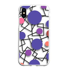 Чехол для iPhone XS Max матовый с принтом Геометрический узор в городе Новоалтайск, Силикон | Область печати: задняя сторона чехла, без боковых панелей | Тематика изображения на принте: 3д эффект | графика | квадраты | объемные фигуры | разноцветные круги