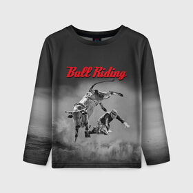 Детский лонгслив 3D с принтом Bull Riding в городе Новоалтайск, 100% полиэстер | длинные рукава, круглый вырез горловины, полуприлегающий силуэт
 | bull | dude | extreme | fall | helmet | hoofs | horns | sport | sportsman | tail | бык | падение | рога | спорт | спортсмен | хвост | чувак | шлем | экстрим