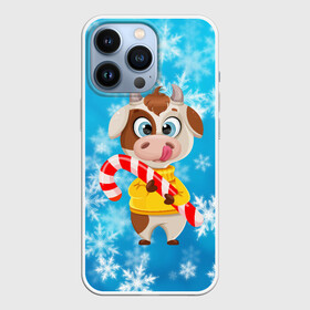 Чехол для iPhone 13 Pro с принтом Милый новогодний бычок в городе Новоалтайск,  |  | 2021 | 7 января | bull | newyear | santa | бык | быки | бычок | год быка | дед мороз | корова | новогодние каникулы | новогодние праздники | новый 2021 | новый год | новый год 2021 | рождество | сани | санта | санта клаус