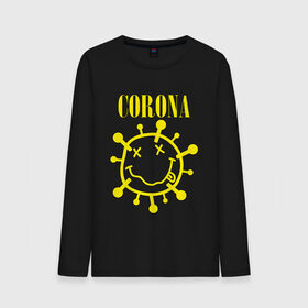 Мужской лонгслив хлопок с принтом CORONA SMILE в городе Новоалтайск, 100% хлопок |  | 2020 | china | corona | kobain | music | nirvana | smile | virus | болезнь | карантин | кобэйн | коронавирус | музыка | нирвана | пандемия | смайлик | удаленка | эпидемия