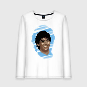 Женский лонгслив хлопок с принтом Diego Maradona в городе Новоалтайск, 100% хлопок |  | diego maradona | football | диего марадона | матч | первенство | футбол | чемпионат
