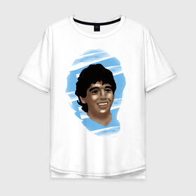 Мужская футболка хлопок Oversize с принтом Diego Maradona в городе Новоалтайск, 100% хлопок | свободный крой, круглый ворот, “спинка” длиннее передней части | diego maradona | football | диего марадона | матч | первенство | футбол | чемпионат