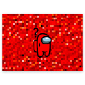 Поздравительная открытка с принтом Pixel Among Us в городе Новоалтайск, 100% бумага | плотность бумаги 280 г/м2, матовая, на обратной стороне линовка и место для марки
 | Тематика изображения на принте: among us | impostor | mem | pixel | red | амонг ас | вопрос | вопросительный знак | знак вопроса | импостер | импостор | космический | космонавт | мемы | персонажи игр | пиксельный | предатель | пришелец | самозванец