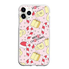 Чехол для iPhone 11 Pro Max матовый с принтом Merry Christmas - Новый год в городе Новоалтайск, Силикон |  | christmas | merry | красный | леденец | новогодний | подарки | подарок | праздничный | рождественский | розовый | узор | шапка