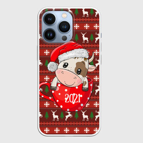 Чехол для iPhone 13 Pro с принтом Милый новогодний бычок 2021 в городе Новоалтайск,  |  | 2021 | 7 января | bull | newyear | santa | бык | быки | бычок | год быка | дед мороз | корова | новогодние каникулы | новогодние праздники | новый 2021 | новый год | новый год 2021 | рождество | сани | санта | санта клаус