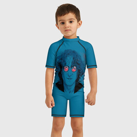 Детский купальный костюм 3D с принтом Джон Ленон в городе Новоалтайск, Полиэстер 85%, Спандекс 15% | застежка на молнии на спине | Тематика изображения на принте: beatles | john lennon | metall | music | rock | альтернатива | битлз | джон ленон | метал | музло | музыка | рок