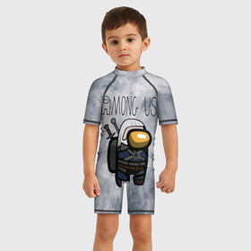 Детский купальный костюм 3D с принтом Among Us x The Witcher (Z) в городе Новоалтайск, Полиэстер 85%, Спандекс 15% | застежка на молнии на спине | among us | among us 2 | amongus | impostor | innersloth | medbay | sus | аманг ас | амонгас | амонгус | импостор | предатель | самозванец | среди нас