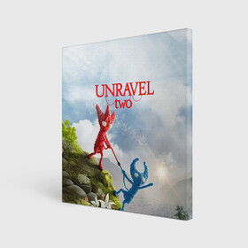 Холст квадратный с принтом Unravel Two (Z) в городе Новоалтайск, 100% ПВХ |  | coldwood interactive | unravel | unravel two | головоломка | красная пряжа | распутать | семейная игра | ярни