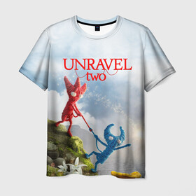 Мужская футболка 3D с принтом Unravel Two (Z) в городе Новоалтайск, 100% полиэфир | прямой крой, круглый вырез горловины, длина до линии бедер | coldwood interactive | unravel | unravel two | головоломка | красная пряжа | распутать | семейная игра | ярни