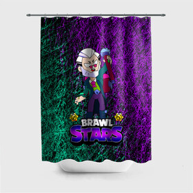 Штора 3D для ванной с принтом Brawl Stars/Byron в городе Новоалтайск, 100% полиэстер | плотность материала — 100 г/м2. Стандартный размер — 146 см х 180 см. По верхнему краю — пластиковые люверсы для креплений. В комплекте 10 пластиковых колец | brawl stars | byron | byron brawl stars | crow | edgar | kolett | leon | sandy | spike | sprout | surge | байрон | биби | боец | бравл старс | бравлер | вольт | герои | девочкам | детям | колетт | леон | логотипы игр | мальчикам | перс
