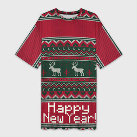 Платье-футболка 3D с принтом Свитер (Happy New Year) в городе Новоалтайск,  |  | 2020 | 2021 | happy | new year | быка | гирлянда | дед мороз | елка | зеленый | игрушка | клаус | конфеты | нг | новый год | носок | олени | перчатка | подарок | рождество | с | санта | сладости | снег | снеговик