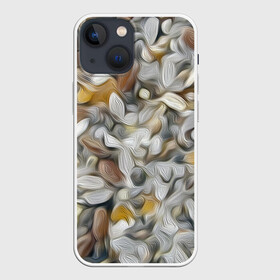 Чехол для iPhone 13 mini с принтом желто серый каменный узор в городе Новоалтайск,  |  | abstraction | pebbles | stones | texture | абстракция | галька | камни | мазки | текстура
