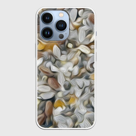 Чехол для iPhone 13 Pro с принтом желто серый каменный узор в городе Новоалтайск,  |  | abstraction | pebbles | stones | texture | абстракция | галька | камни | мазки | текстура