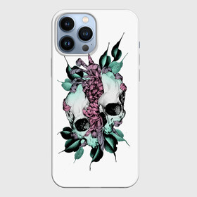 Чехол для iPhone 13 Pro Max с принтом Череп с японскими цветами в городе Новоалтайск,  |  | Тематика изображения на принте: flowers | japan | jdm | skull and flowers | рок | рок мерч | с черепом | цветок с черепом | череп | череп и цветы | япония | японское