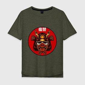 Мужская футболка хлопок Oversize с принтом Samurai в городе Новоалтайск, 100% хлопок | свободный крой, круглый ворот, “спинка” длиннее передней части | art | japan | pop art | samurai | yakudza | арт | поп арт | самурай | якудза | япония | японский стиль