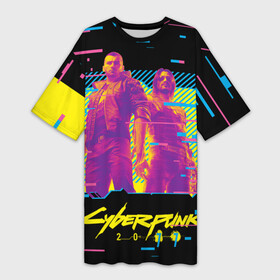 Платье-футболка 3D с принтом Cyberpunk 2077   Взлом системы в городе Новоалтайск,  |  | 2077 | cd | cdprojectd | cyber | game | gamer | pank | project | punk | red | steam | syber | syberpank | valve | декабрь | игра | игра2020 | иградекабрь | игры | кибер | киберпан | панк | суберпунк | топигра