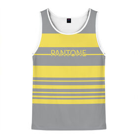Мужская майка 3D с принтом Pantone 2021 в городе Новоалтайск, 100% полиэстер | круглая горловина, приталенный силуэт, длина до линии бедра. Пройма и горловина окантованы тонкой бейкой | Тематика изображения на принте: 2021 | color 2021 | illuminating | pantone | ultimate grey | желтый | золотой | минимализм | пантон | полосы | популярный цвет | серый | ультимэйт грэй | цвет 2021
