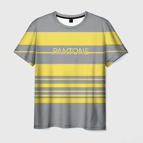Мужская футболка 3D с принтом Pantone 2021 в городе Новоалтайск, 100% полиэфир | прямой крой, круглый вырез горловины, длина до линии бедер | 2021 | color 2021 | illuminating | pantone | ultimate grey | желтый | золотой | минимализм | пантон | полосы | популярный цвет | серый | ультимэйт грэй | цвет 2021