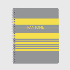 Тетрадь с принтом Pantone 2021 в городе Новоалтайск, 100% бумага | 48 листов, плотность листов — 60 г/м2, плотность картонной обложки — 250 г/м2. Листы скреплены сбоку удобной пружинной спиралью. Уголки страниц и обложки скругленные. Цвет линий — светло-серый
 | 2021 | color 2021 | illuminating | pantone | ultimate grey | желтый | золотой | минимализм | пантон | полосы | популярный цвет | серый | ультимэйт грэй | цвет 2021