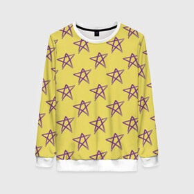 Женский свитшот 3D с принтом Stars в городе Новоалтайск, 100% полиэстер с мягким внутренним слоем | круглый вырез горловины, мягкая резинка на манжетах и поясе, свободная посадка по фигуре | stars | yellow | жёлтый | звёзды | фиолетовый