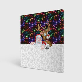 Холст квадратный с принтом Новый Год в городе Новоалтайск, 100% ПВХ |  | christmas | merry christmas | дед мороз | ёлка | зима | мороз | новогодний олень | новый год | подарок | праздник | рождество | с новым годом | санта клаус | снегурочка | снежинки