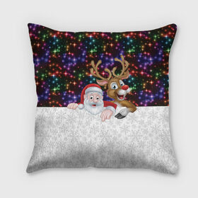 Подушка 3D с принтом Новый Год в городе Новоалтайск, наволочка – 100% полиэстер, наполнитель – холлофайбер (легкий наполнитель, не вызывает аллергию). | состоит из подушки и наволочки. Наволочка на молнии, легко снимается для стирки | christmas | merry christmas | дед мороз | ёлка | зима | мороз | новогодний олень | новый год | подарок | праздник | рождество | с новым годом | санта клаус | снегурочка | снежинки