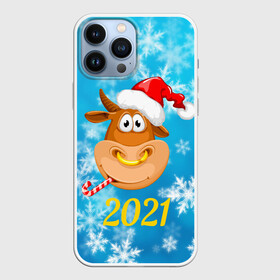 Чехол для iPhone 13 Pro Max с принтом Год быка 2021 в городе Новоалтайск,  |  | Тематика изображения на принте: 2021 | 7 января | bull | newyear | santa | бык | быки | бычок | год быка | дед мороз | корова | новогодние каникулы | новогодние праздники | новый 2021 | новый год | новый год 2021 | рождество | сани | санта | санта клаус