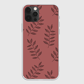 Чехол для iPhone 12 Pro Max с принтом Листики на коричневом фоне в городе Новоалтайск, Силикон |  | весна | веточки | коричневый | лето | листики | паттерн | праздник | природа | растения | романтика | черный