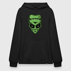 Худи SuperOversize хлопок с принтом Alien Frankenstein в городе Новоалтайск, 70% хлопок, 30% полиэстер, мягкий начес внутри | карман-кенгуру, эластичная резинка на манжетах и по нижней кромке, двухслойный капюшон
 | alien | frankenstein | monster | zombie | зомби | инопланетянин | монстр | нло | пришелец | франкенштейн | чудовище